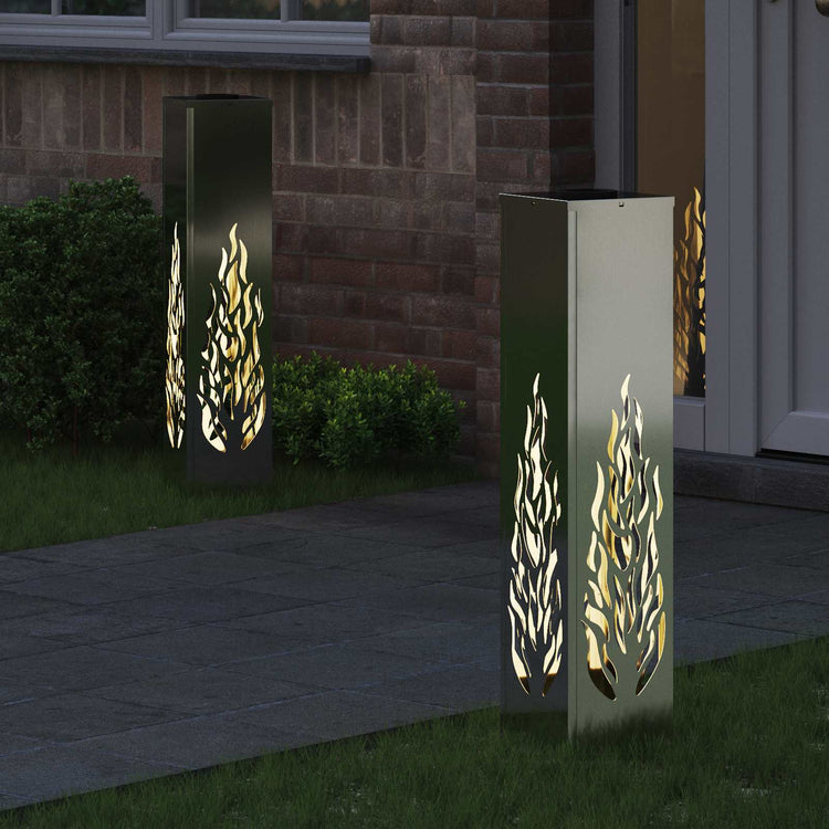 VidaXL Solar-LED-Wegeleuchte 2 Stk. Silber verzinkter Stahl