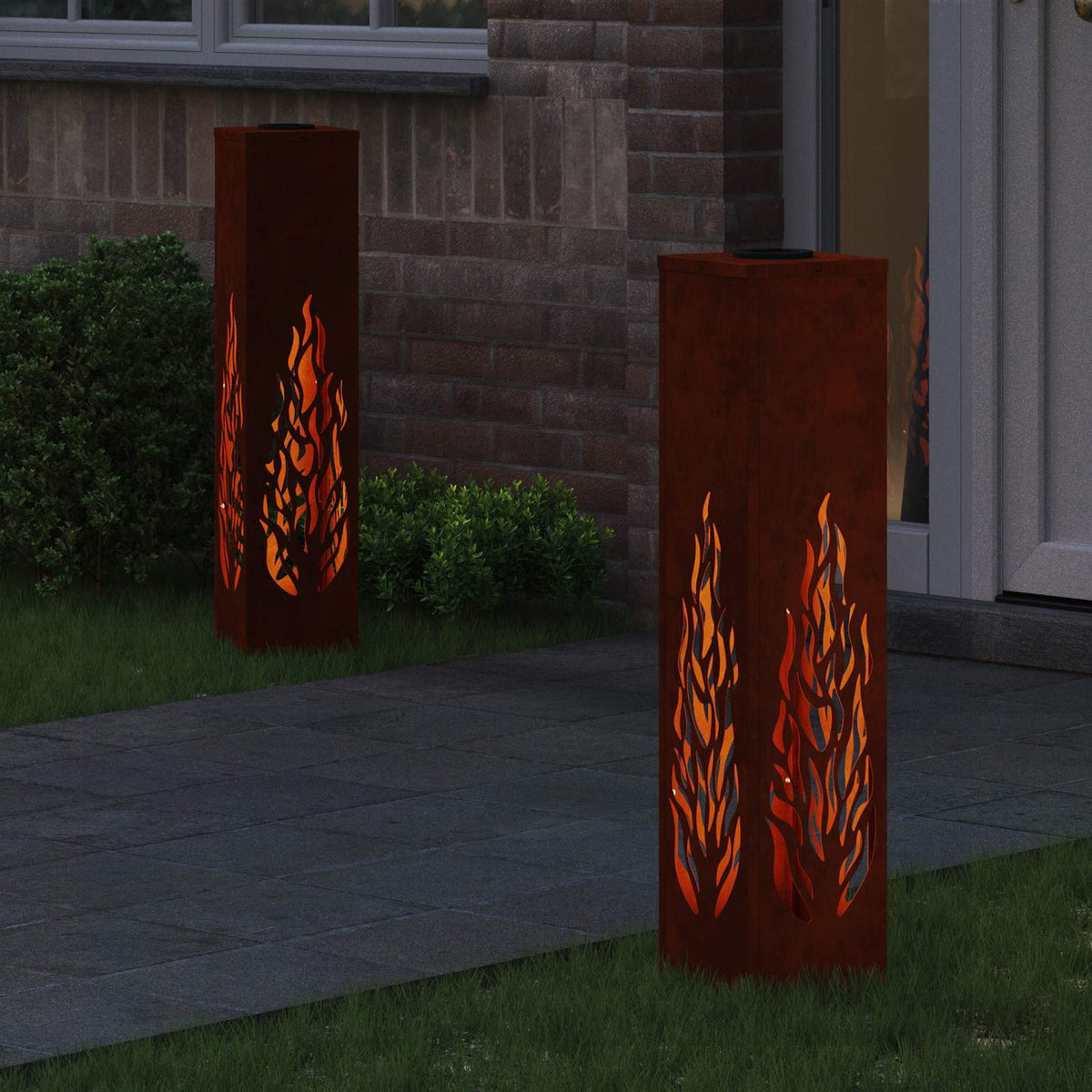 VidaXL Solar-LED-Wegeleuchte 2 Stück rostiger Cortenstahl