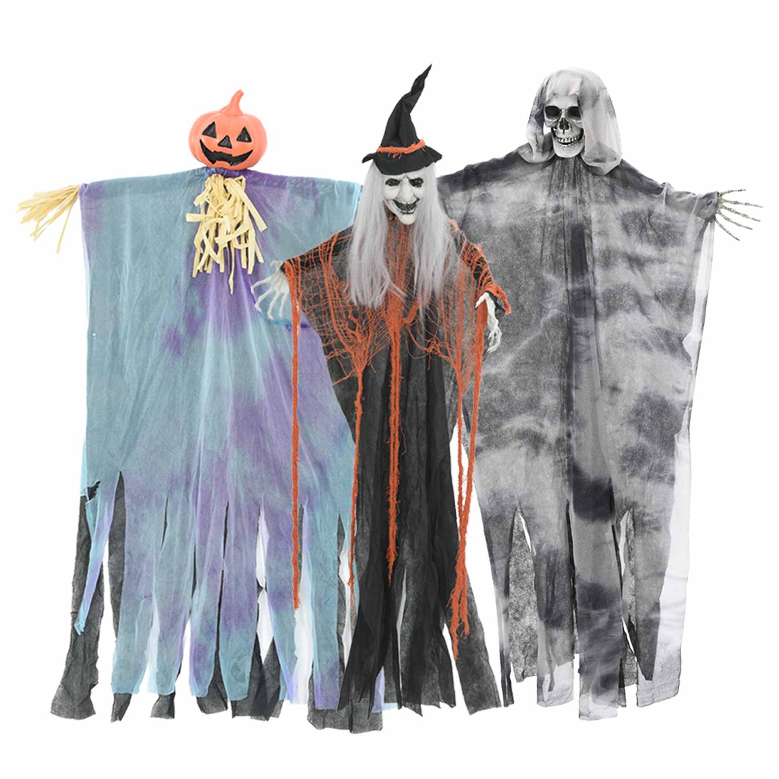 Vidaxl Halloween-Geist zum Aufhängen, 3 Stück, mehrfarbig, 61 x 97 cm, Polyester
