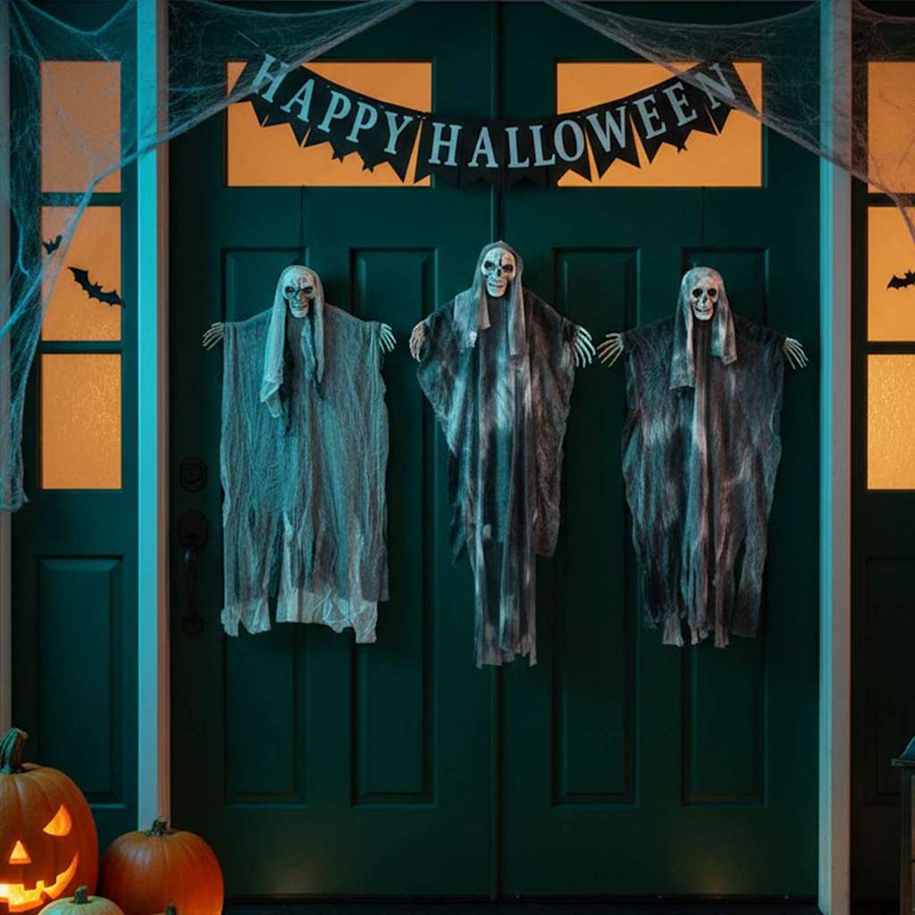 Vidaxl Halloween-Hängegeist 3 Stück schwarz 66 x 110 cm Polyester