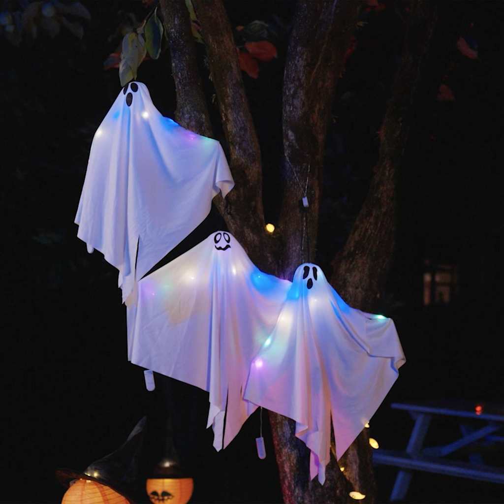Vidaxl Halloween-Hängegeist 3 Stück weiß 52 x 62 cm Polyester