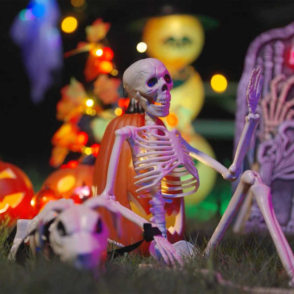 Vidaxl Halloween-Dekorationsskelett 2 Stück weißes Polypropylen