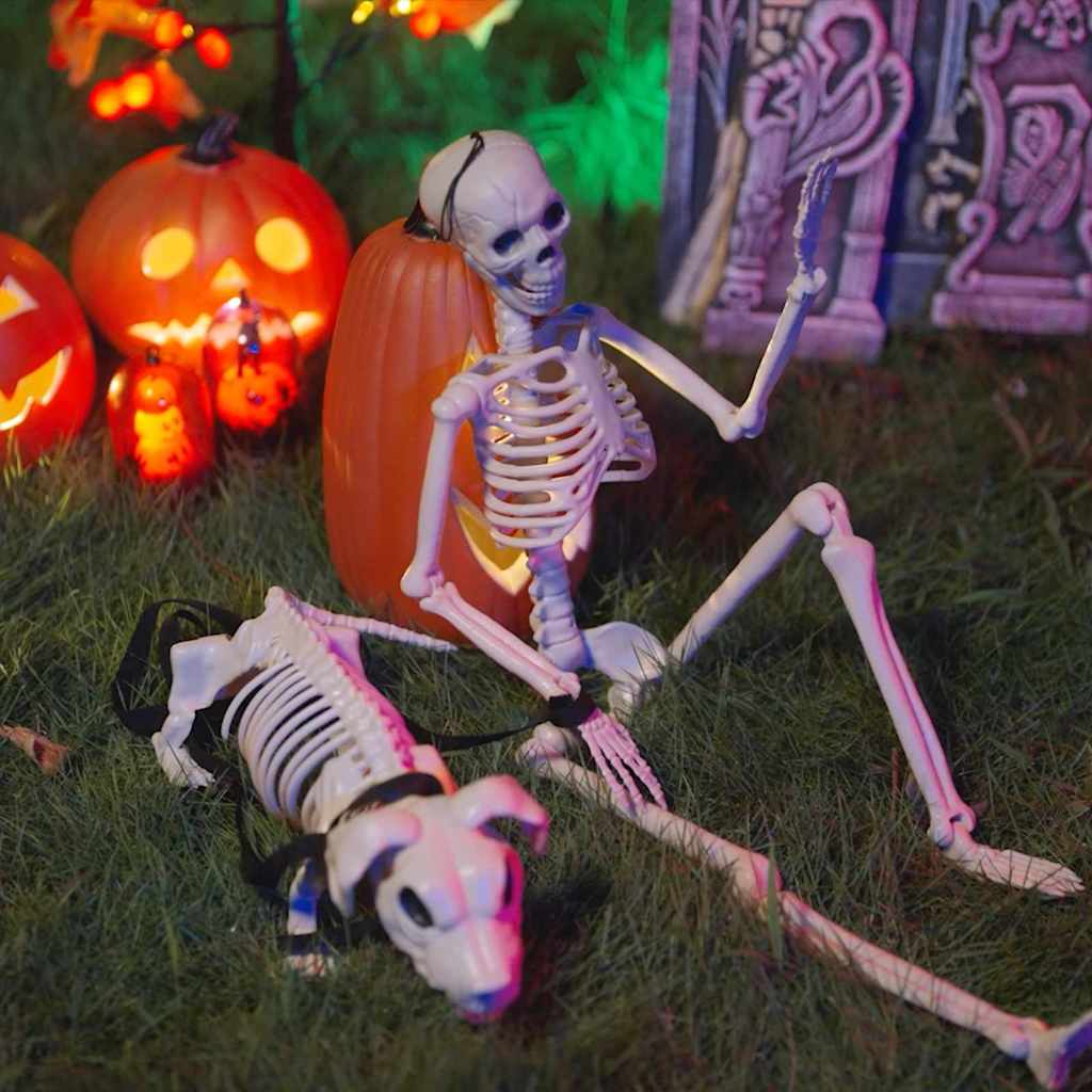 Vidaxl Halloween-Dekorationsskelett 2 Stück weißes Polypropylen