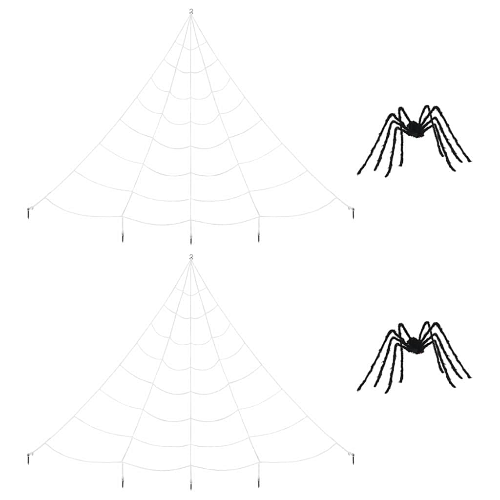 Vidaxl Halloween-Spinnendekoration mit Netzen, 2 Stück, aus schwarzem und weißem Polyester