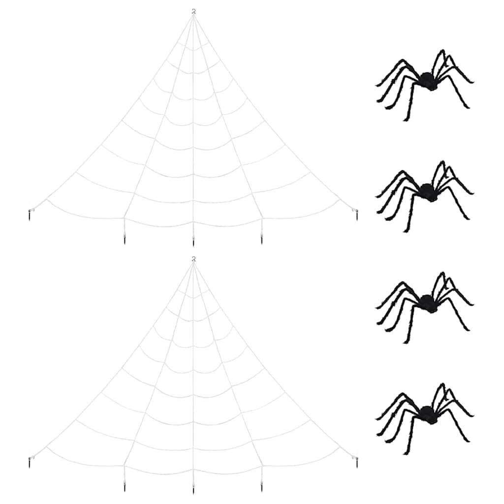 Vidaxl Halloween-Spinnendekoration mit Netzen, 4 Stück, schwarz-weißes Polyester