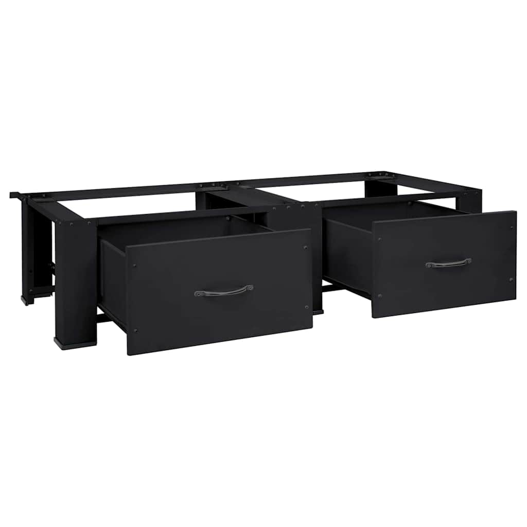 Vidaxl Waschmaschinensockel 2 Stück schwarz 127 x 54,5 x 32,5 cm Stahl