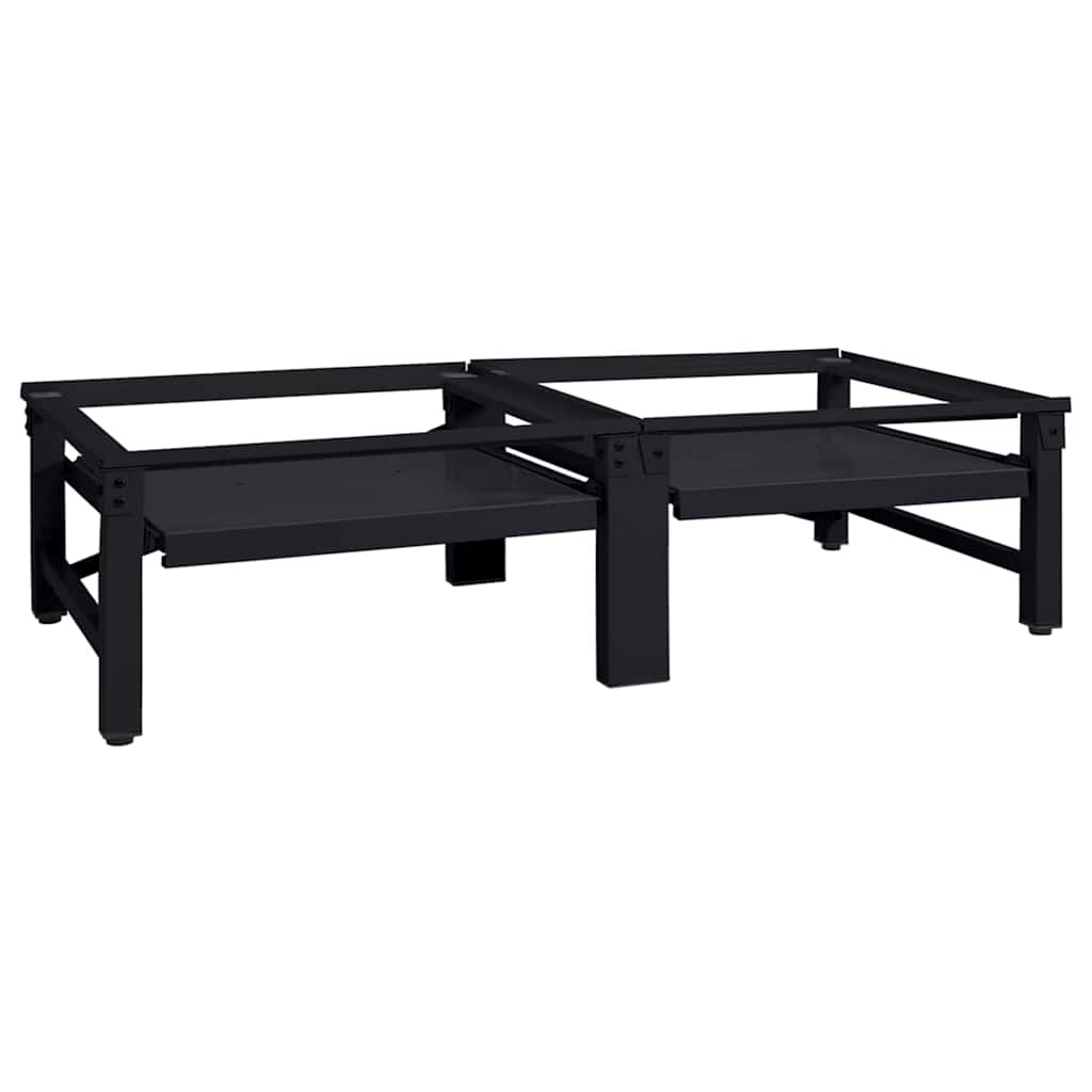 Vidaxl Waschmaschinensockel 2 Stück schwarz 124,5 x 61,5 x 32,5 cm Stahl