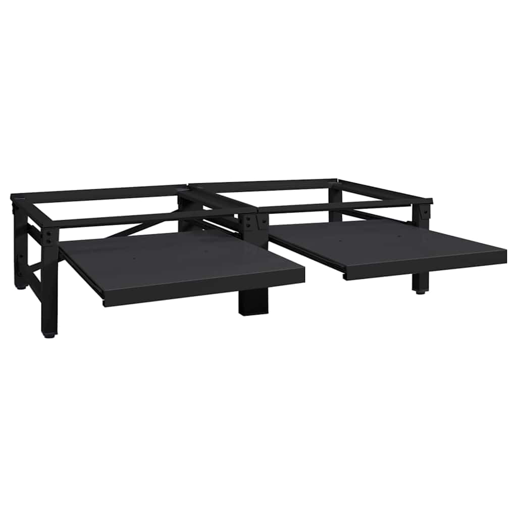 Vidaxl Waschmaschinensockel 2 Stück schwarz 124,5 x 61,5 x 32,5 cm Stahl