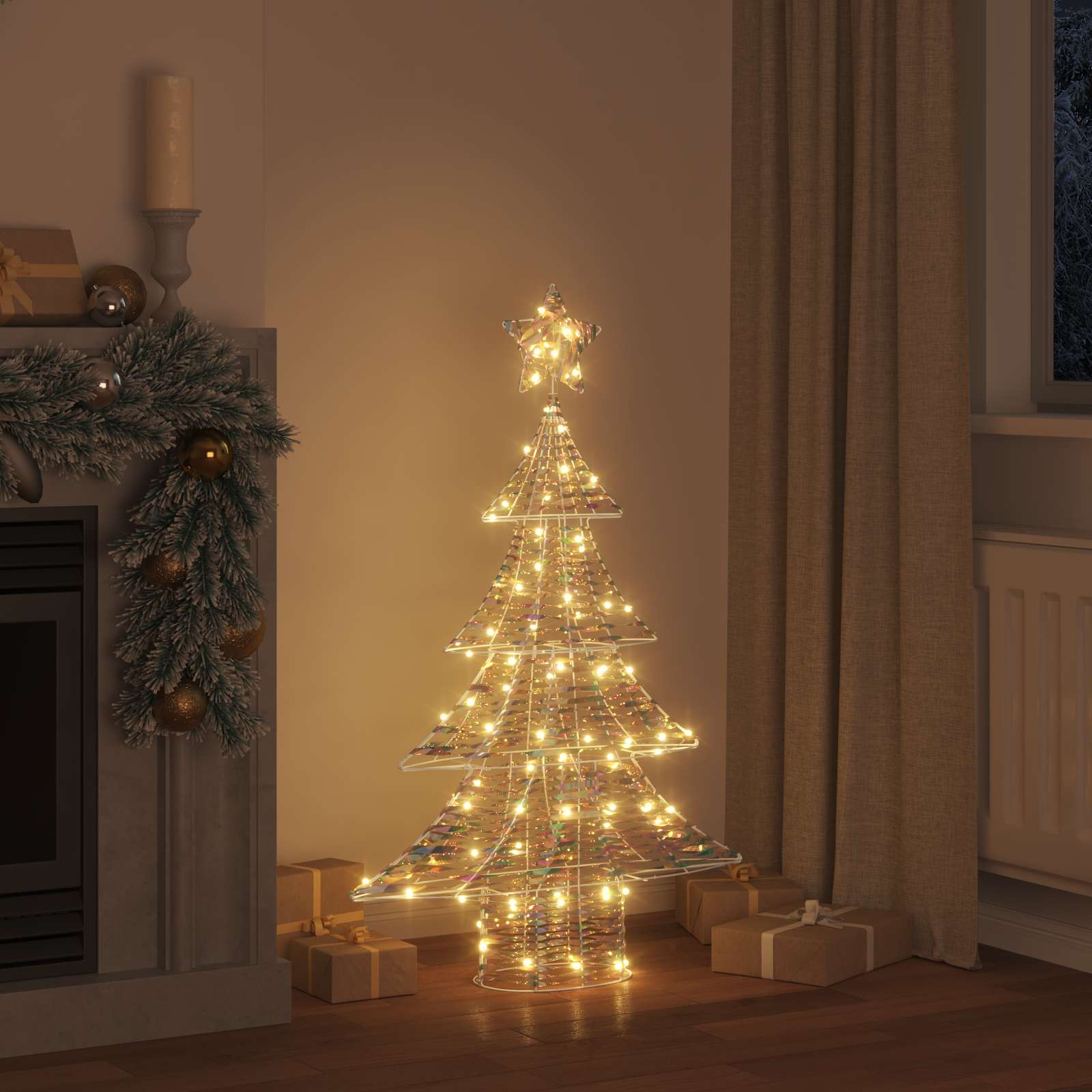 VidaXL Weihnachtsbaum mit 120 LED warmweiß 120,5 cm Kappe