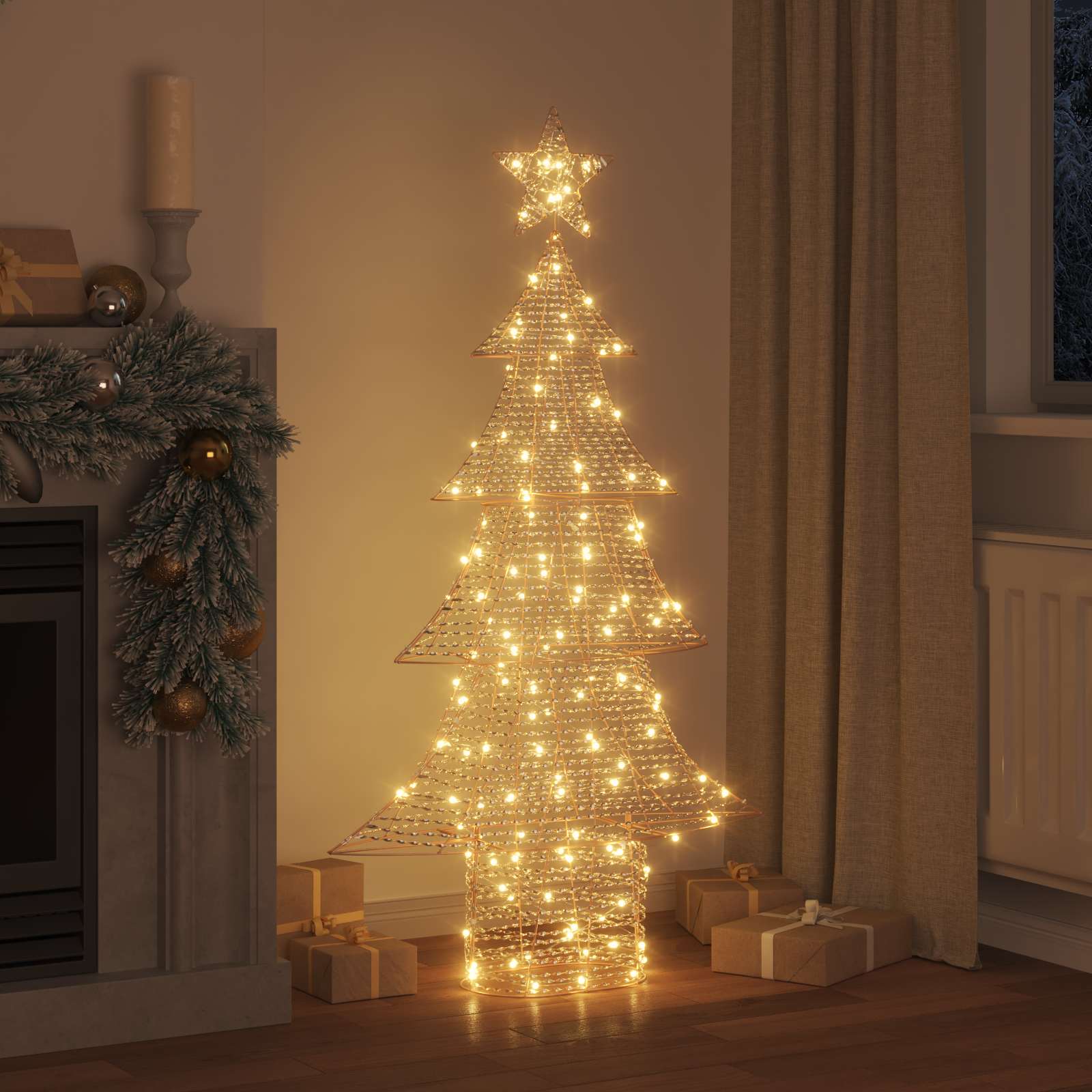 VidaXL Weihnachtsbaum mit 160 LED warmweiß 151 cm Kappe