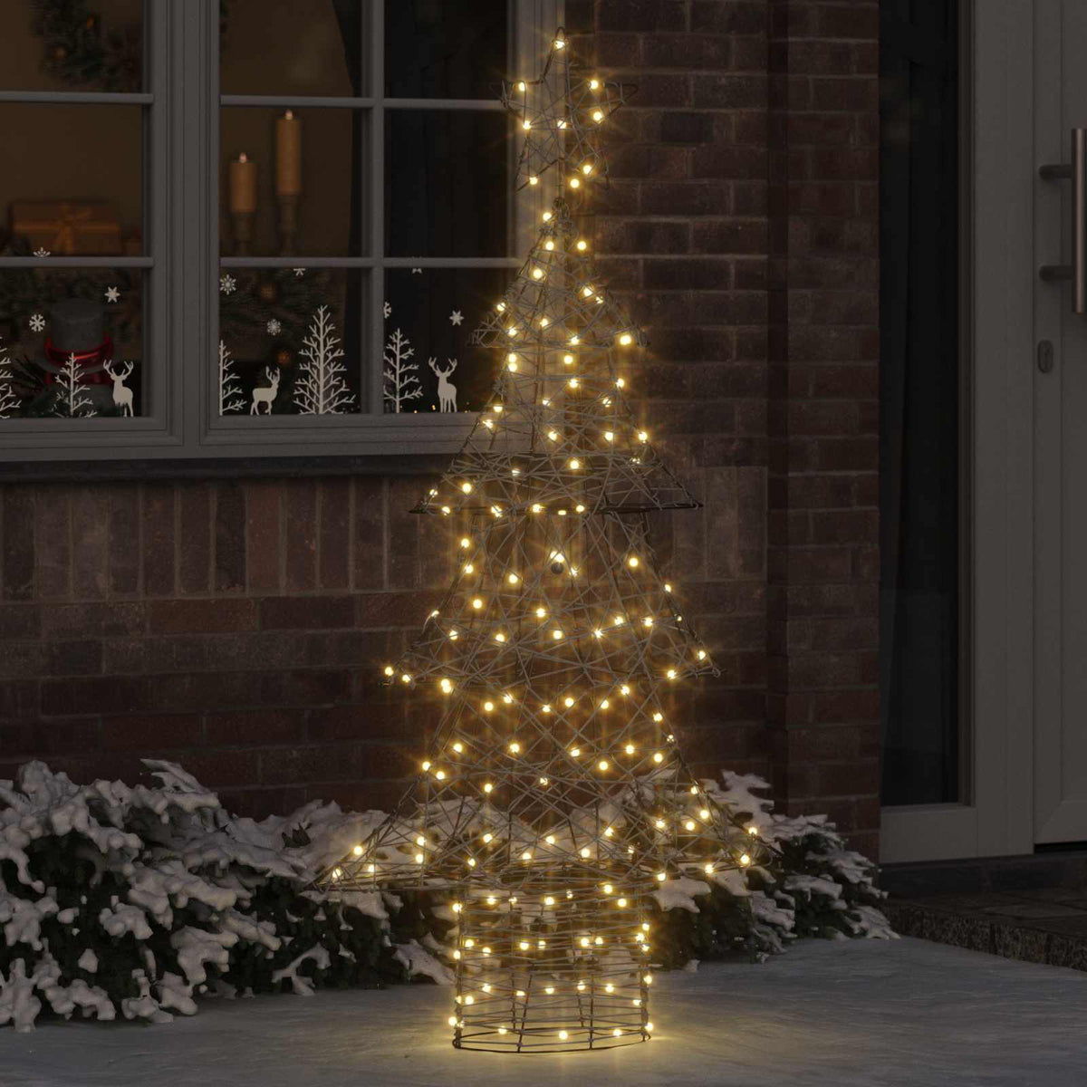 VidaXL Weihnachtsbaum mit 160 LED warmweiß 150 cm Rattan