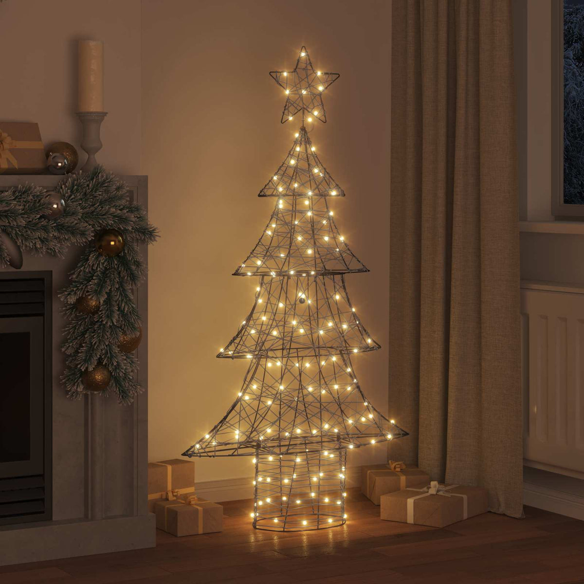 VidaXL Weihnachtsbaum mit 160 LED warmweiß 150 cm Rattan
