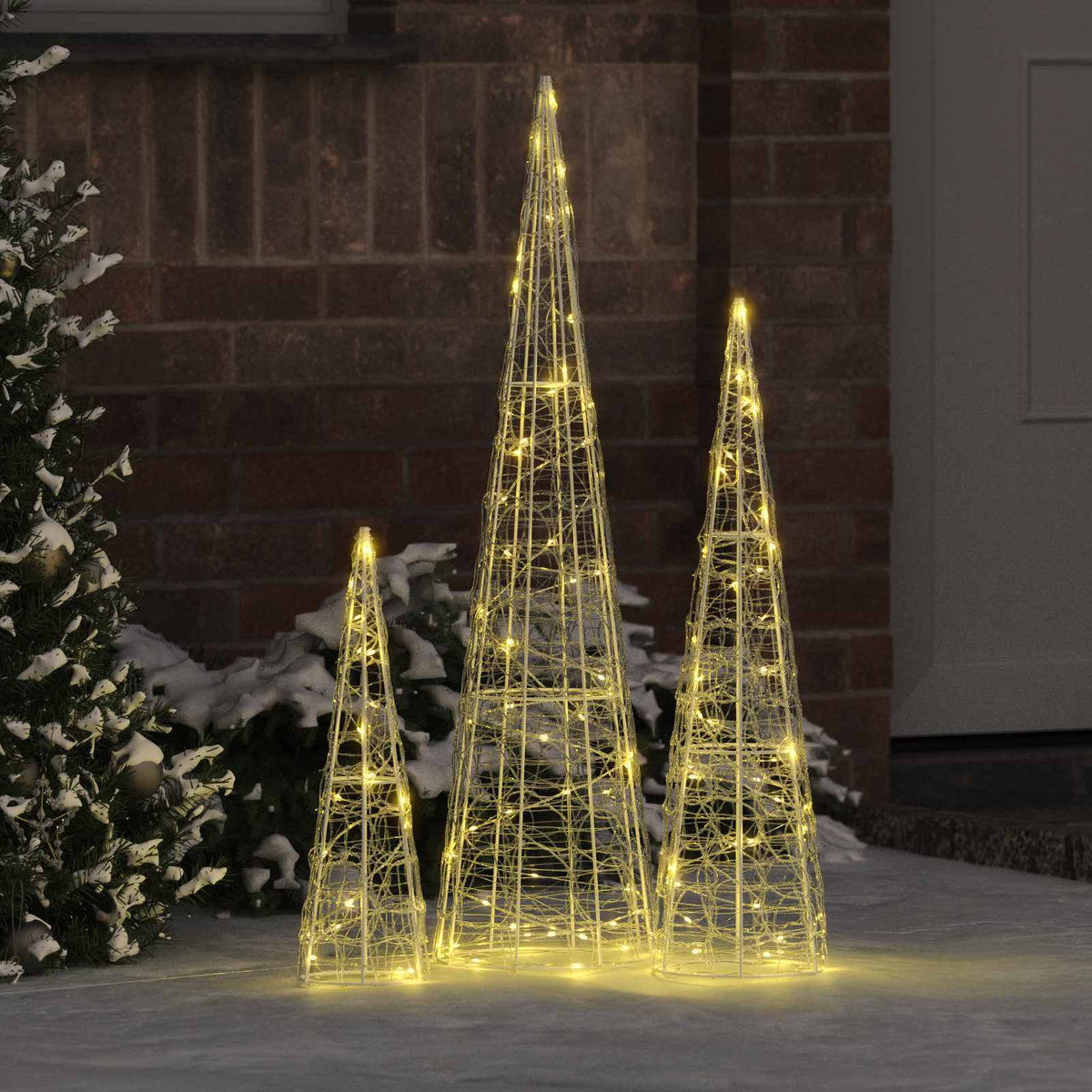 VidaXL Weihnachtsbaum mit 90 LED 3 Stück warmweiß 20 x 20 x 80 cm Acryl