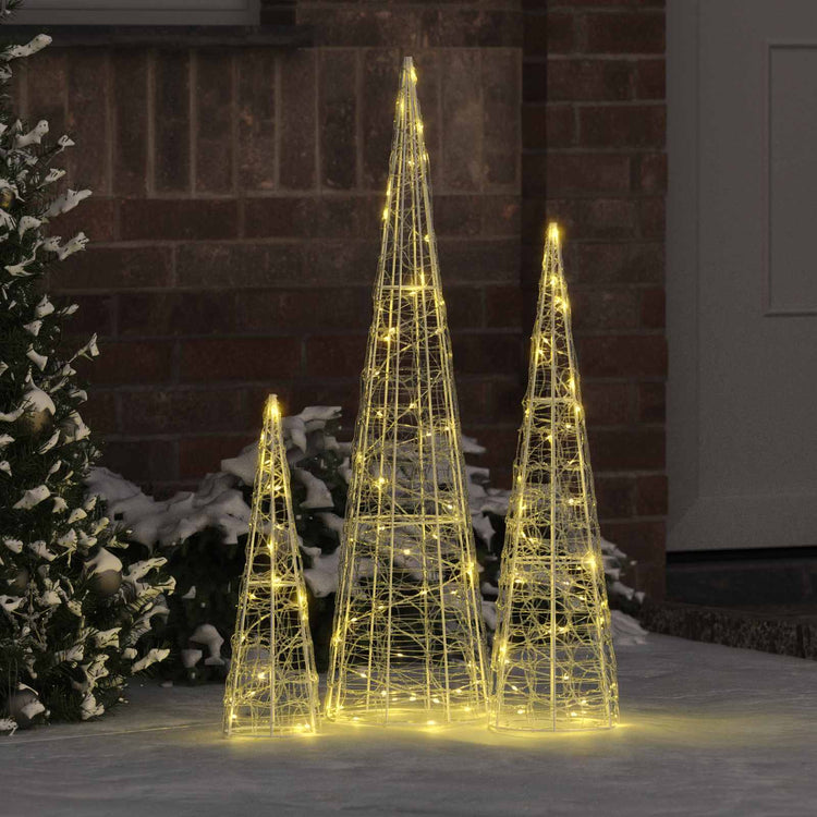 VidaXL Weihnachtsbaum mit 90 LED 3 Stück warmweiß 20 x 20 x 80 cm Acryl