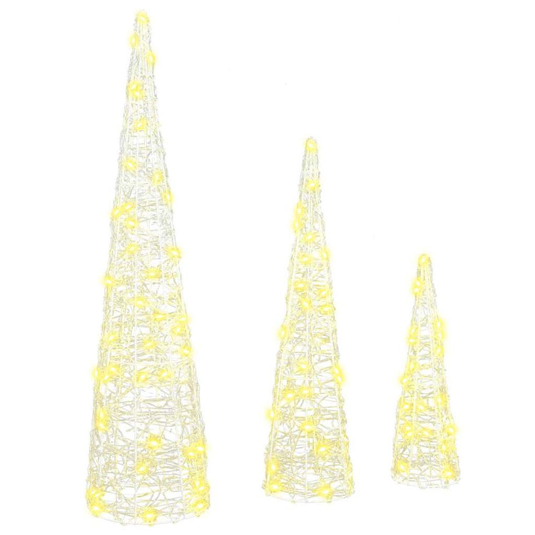 VidaXL Weihnachtsbaum mit 90 LED 3 Stück warmweiß 20 x 20 x 80 cm Acryl