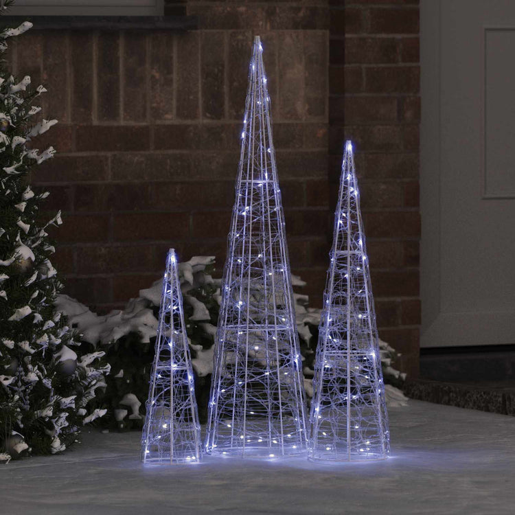 VidaXL Weihnachtsbaum mit 90 LED 3 Stück kaltweiß 20 x 20 x 80 cm Acryl