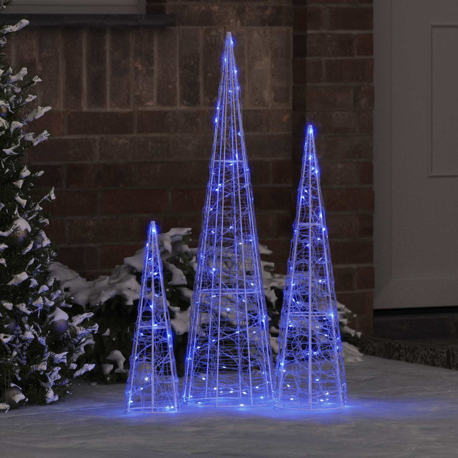 Vidaxx Weihnachtsbaum mit 90 LED 3 Stück blau 20 x 20 x 80 cm Acryl