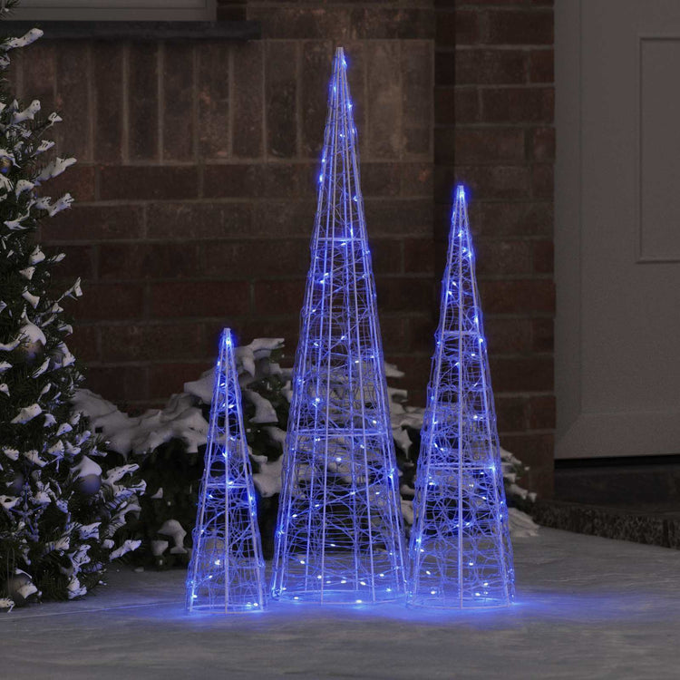 Vidaxx Weihnachtsbaum mit 90 LED 3 Stück blau 20 x 20 x 80 cm Acryl