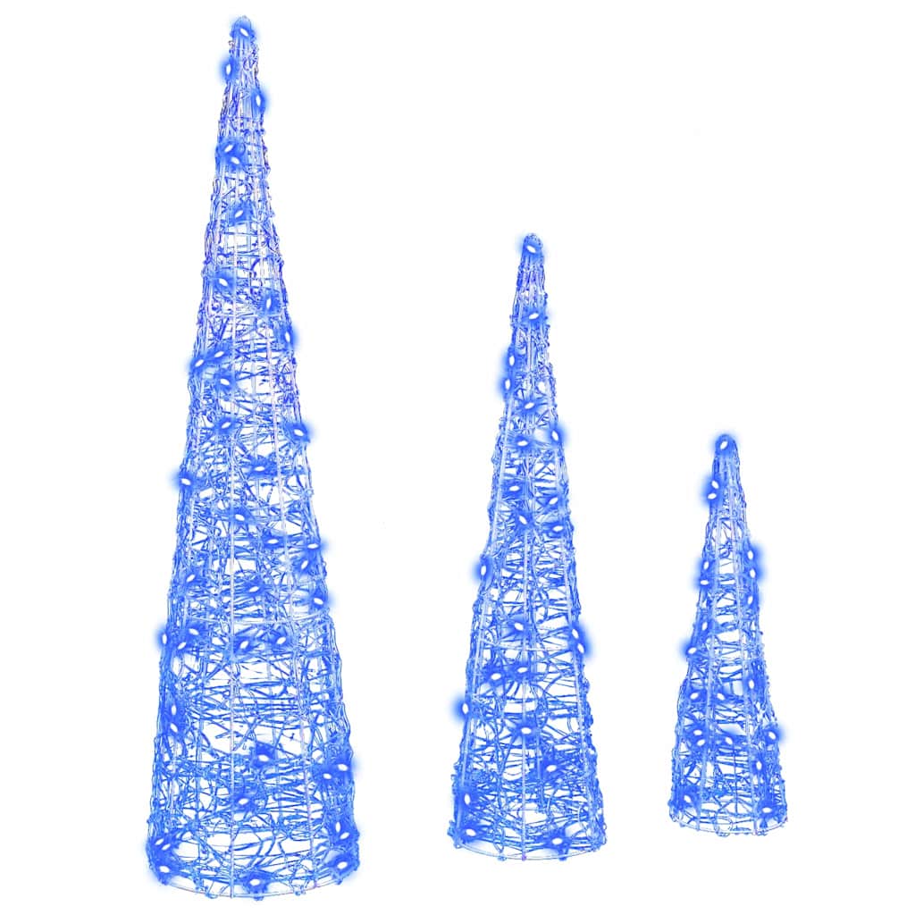 Vidaxx Weihnachtsbaum mit 90 LED 3 Stück blau 20 x 20 x 80 cm Acryl