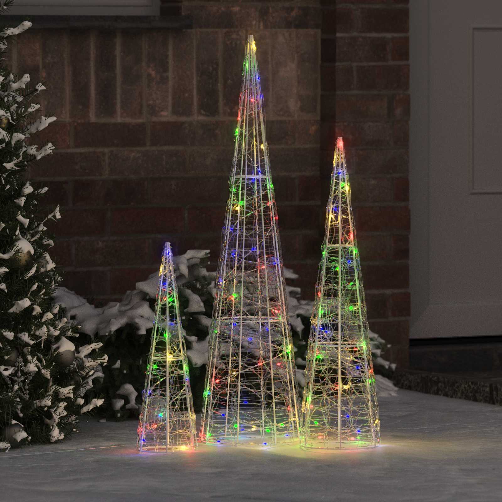 Vidaxx Weihnachtsbaum mit 90 LED 3 Stück mehrfarbig 20 x 20 x 80 cm Acryl
