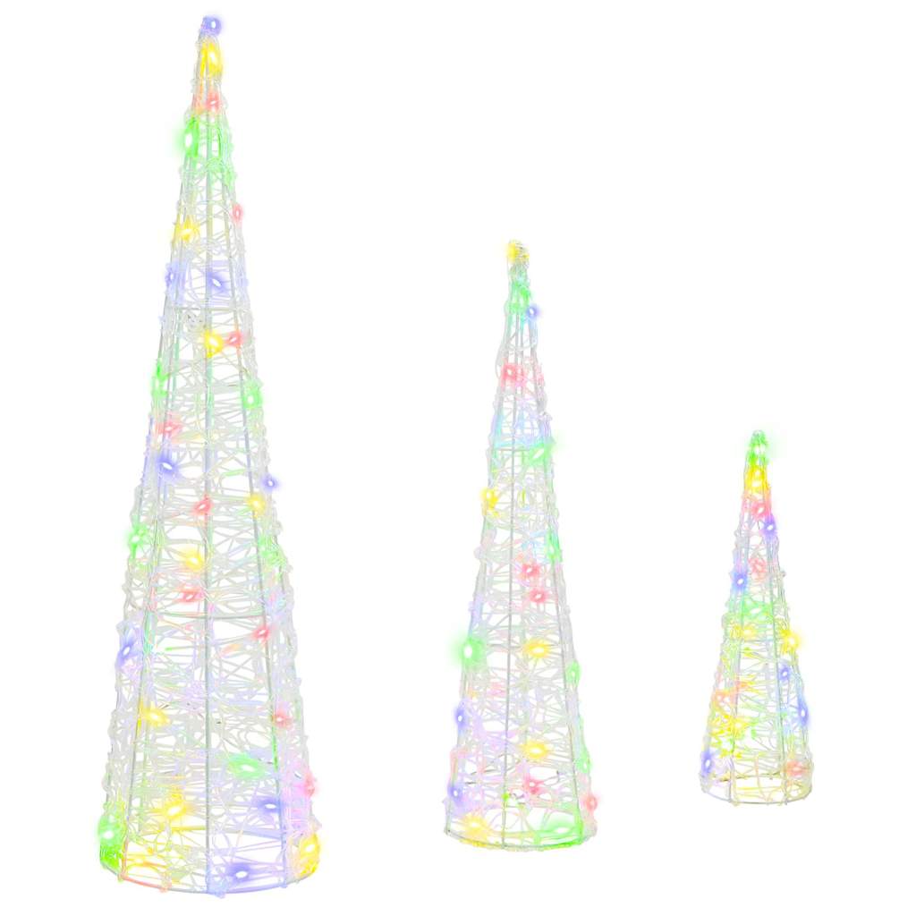 Vidaxx Weihnachtsbaum mit 90 LED 3 Stück mehrfarbig 20 x 20 x 80 cm Acryl