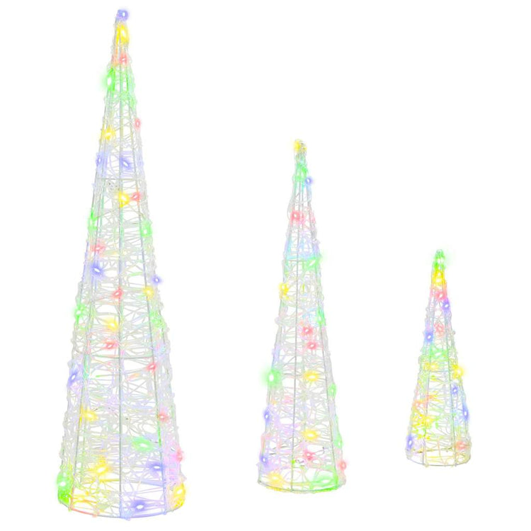 Vidaxx Weihnachtsbaum mit 90 LED 3 Stück mehrfarbig 20 x 20 x 80 cm Acryl