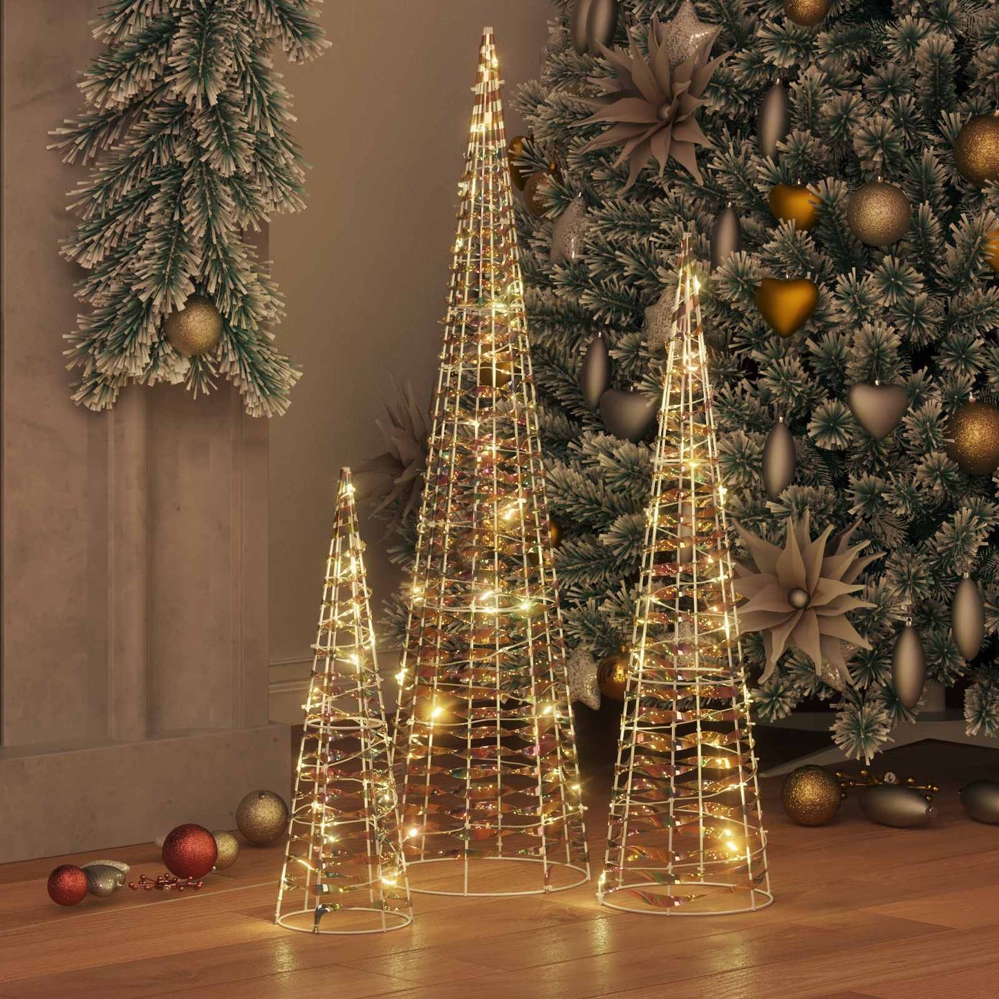 VidaXL Weihnachtsbaum mit 90 LED 3 Stück warmweiß 20 x 20 x 80 cm Kappe