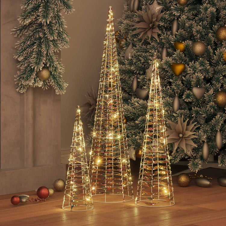 VidaXL Weihnachtsbaum mit 90 LED 3 Stück warmweiß 20 x 20 x 80 cm Kappe