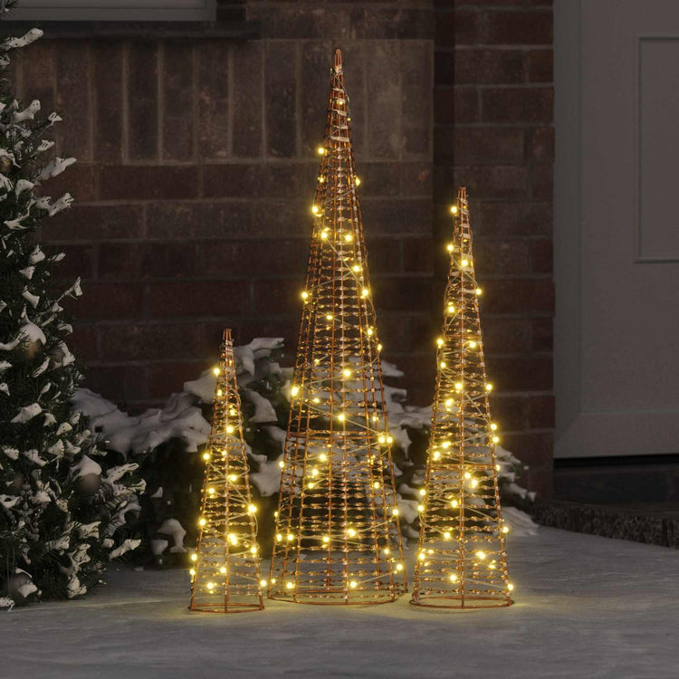 VidaXL Weihnachtsbaum mit 90 LED 3 Stück warmweiß 20 x 20 x 80 cm Kappe