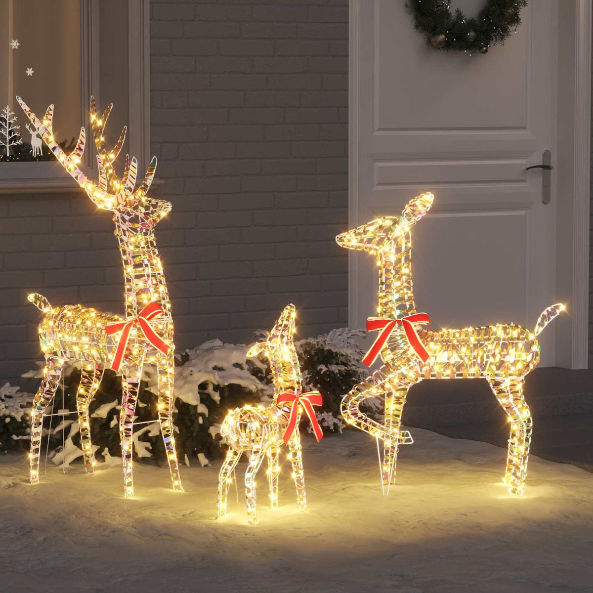 Vidaxx Rentierfamilie mit 300 LED 3 Stück warmweiß 67 x 26 x 127 cm Kappe