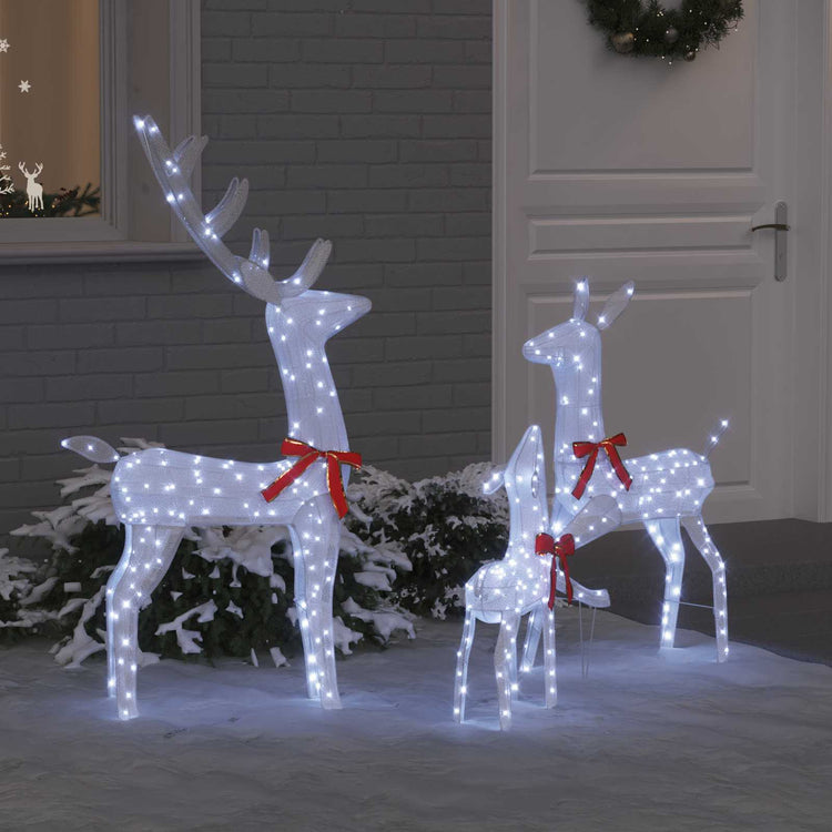 Vidaxx Rentierfamilie mit 300 LED 3 Stück kaltweiß 68 x 26 x 127 cm Stoff