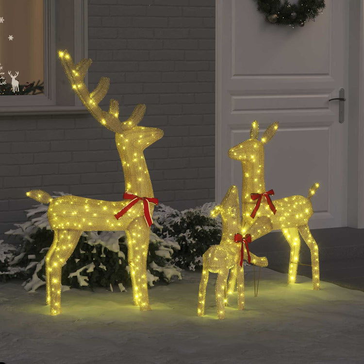 Vidaxx Rentierfamilie mit 300 LED 3 Stück warmweiß 68 x 26 x 127 cm Stoff