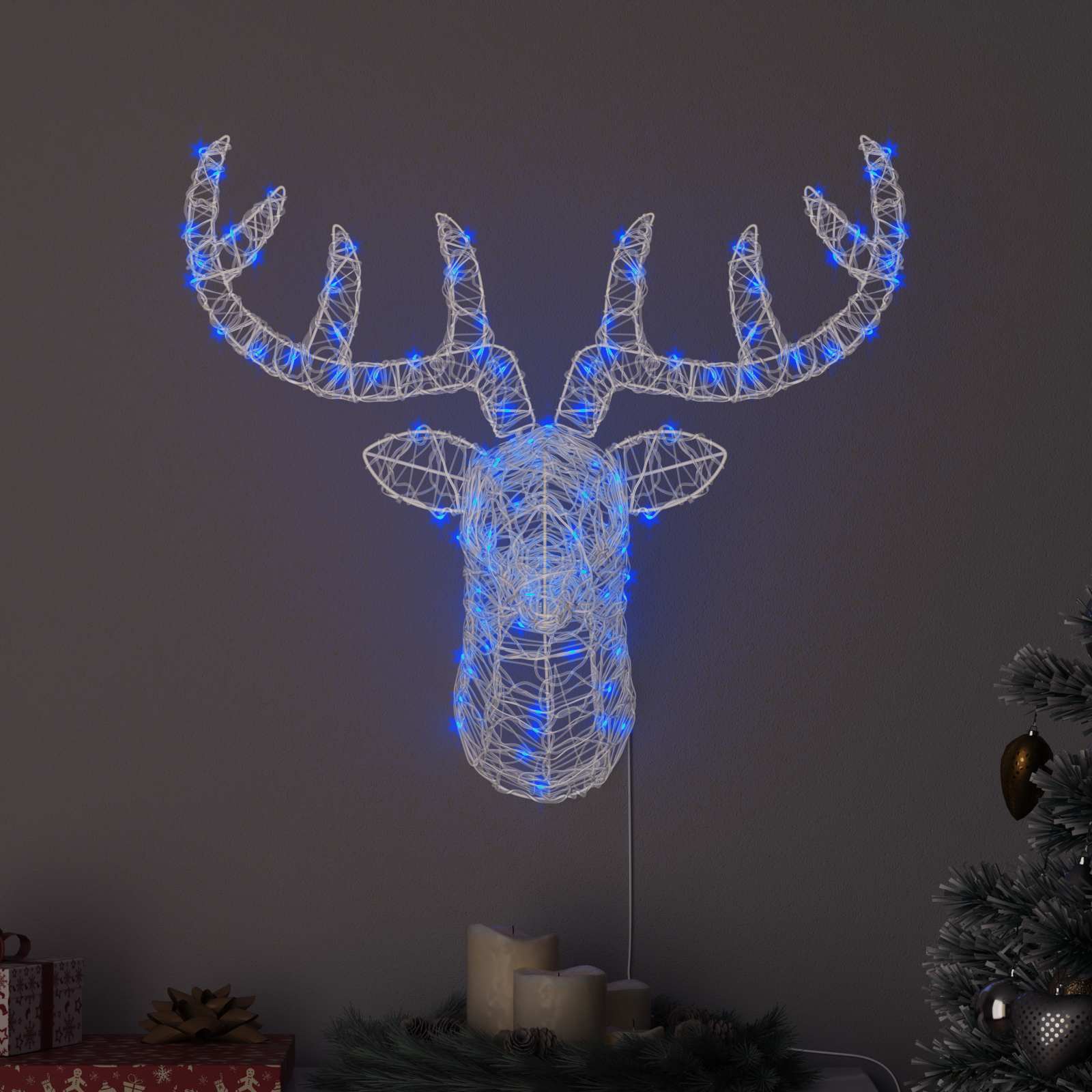 Vidaxx Hirschkopf mit 140 LED blau 68 x 36,5 x 62,5 cm Acryl