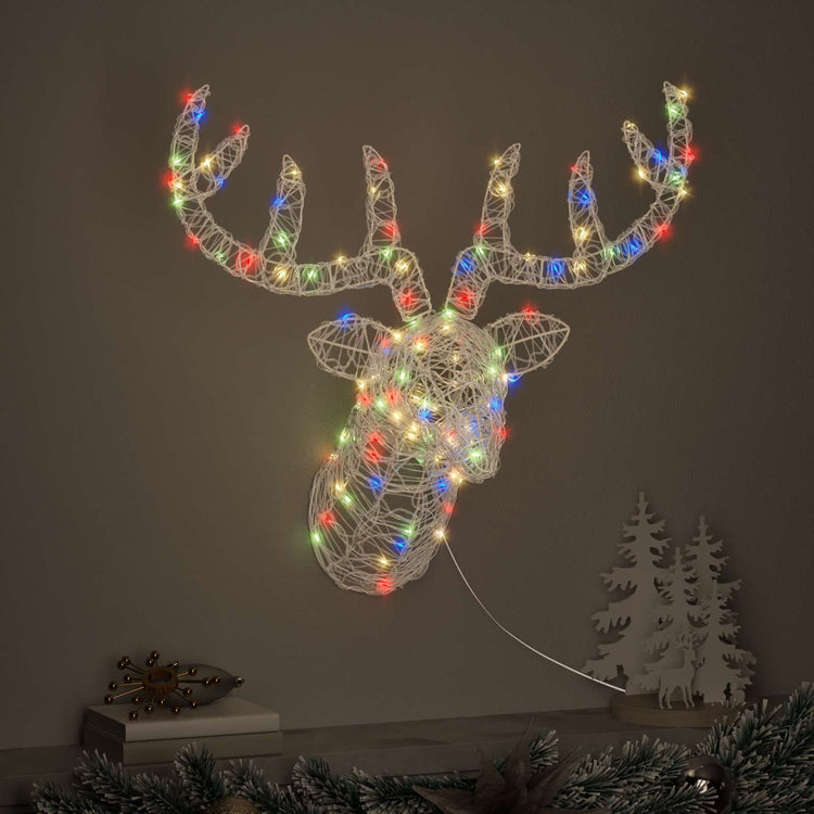 Vidaxx Hirschkopf mit 140 LED bunt 68 x 36,5 x 62,5 cm Acryl