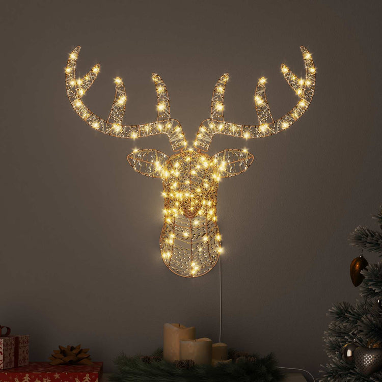 VidaXL Rentier-Zugschlitten mit 140 LED warmweiß 68 x 36,5 x 62,5 cm Kappe