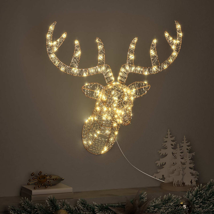 VidaXL Rentier-Zugschlitten mit 140 LED warmweiß 68 x 36,5 x 62,5 cm Kappe