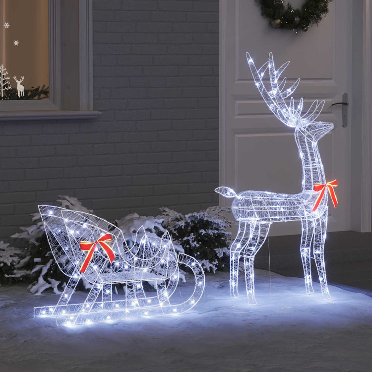 Vidaxx Rentier-Zugschlitten mit 200 LED kaltweiß 70 x 26 x 130 cm Acryl