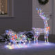 VidaXL Rentier-Schlitten mit 200 LEDs, bunt, 70 x 26 x 129 cm, Acryl