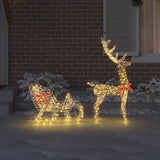 VidaXL Rentier-Zugschlitten mit 200 LED warmweiß 70 x 26 x 129 cm Kappe - afbeelding 3