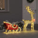 VidaXL Rentier-Zugschlitten mit 200 LED warmweiß 151 x 28 x 128,5 cm Stoff