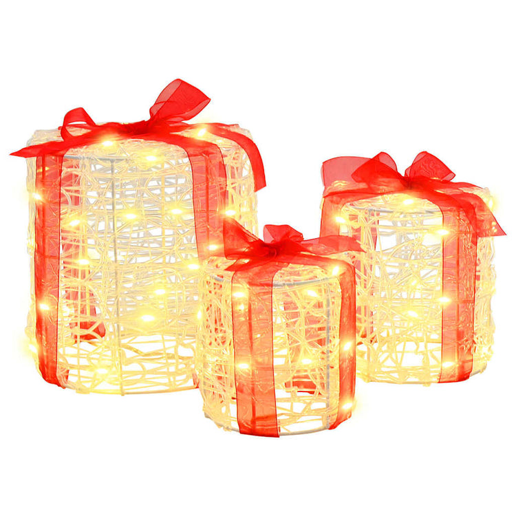 Vidaxx Dekoration für Geschenkbox 3 Stück warmweiß 20 x 20 x 21 cm Acryl