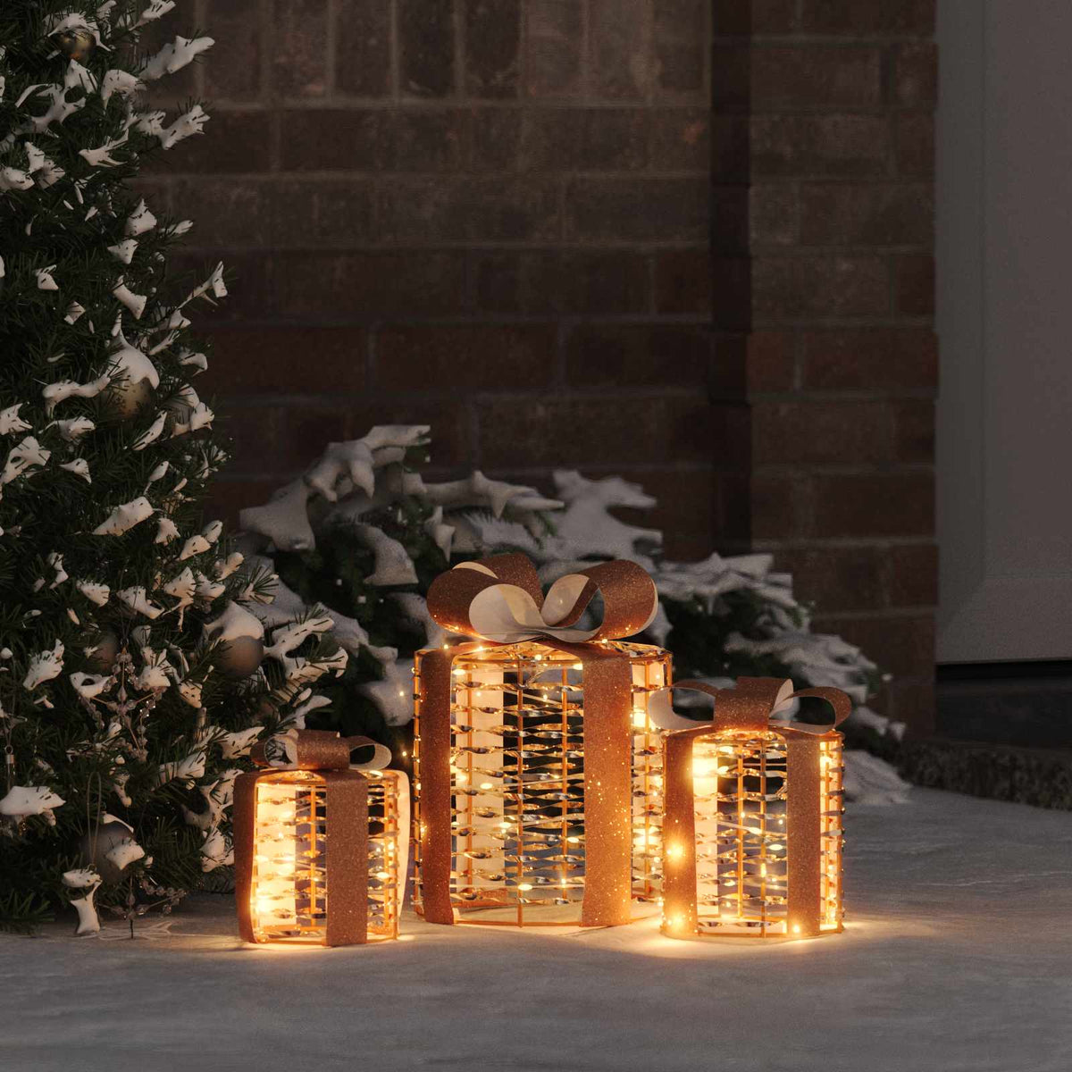 Vidaxxl Geschenkbox Dekoration 3 Stk. Warmweiß 20 x 20 x 20 cm Haustier