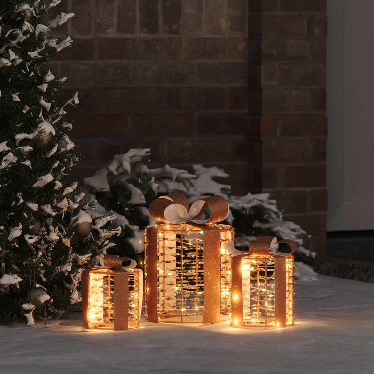 Vidaxxl Geschenkbox Dekoration 3 Stk. Warmweiß 20 x 20 x 20 cm Haustier
