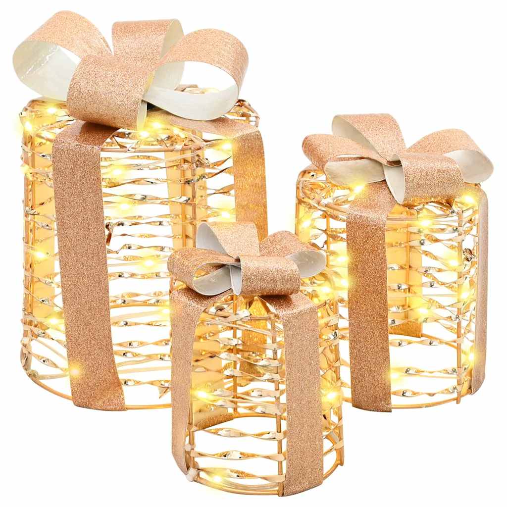 Vidaxxl Geschenkbox Dekoration 3 Stk. Warmweiß 20 x 20 x 20 cm Haustier