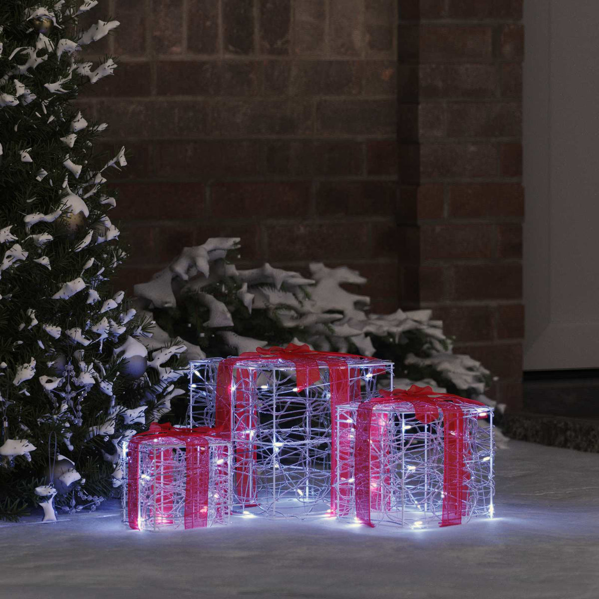 Vidaxxl Geschenkbox mit 60 LED 3 Stück kaltweiß 20 x 20 x 20 cm Acryl