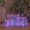 Vidaxxl Geschenkbox mit 60 LED 3 Stück blau 20 x 20 x 20 cm Acryl