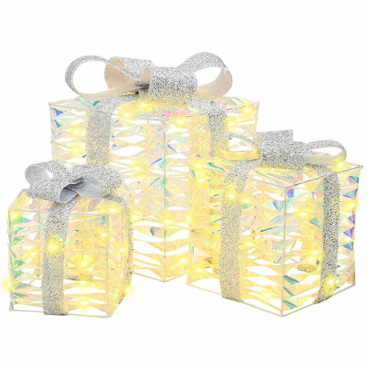 Vidaxxl Geschenkbox mit 60 LED 3 Stück warmweiß 20 x 20 x 20 cm Kappe
