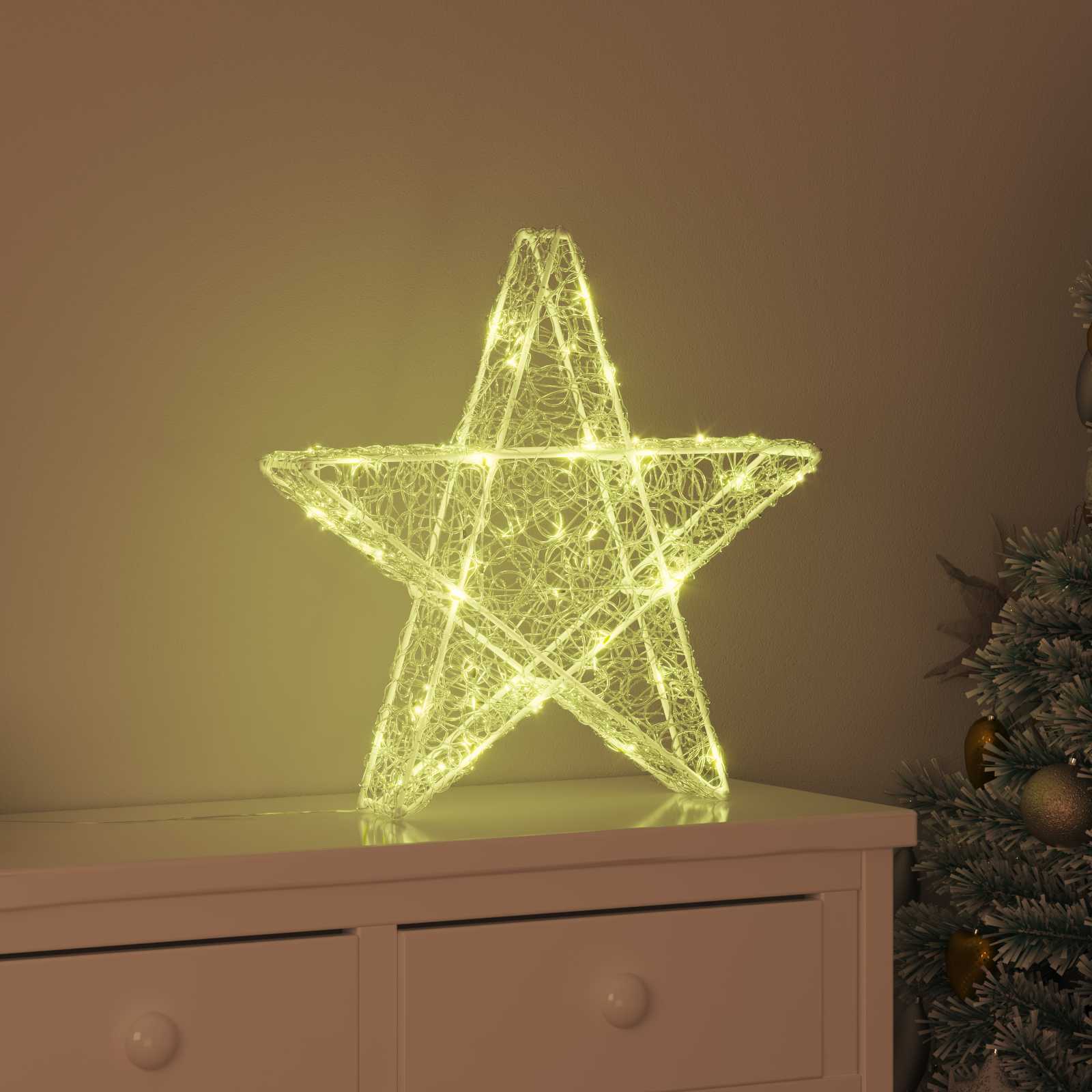 Vidaxl 3D-Ster mit 50 warmweißen LEDs 55 x 53,5 x 10 cm Acryl