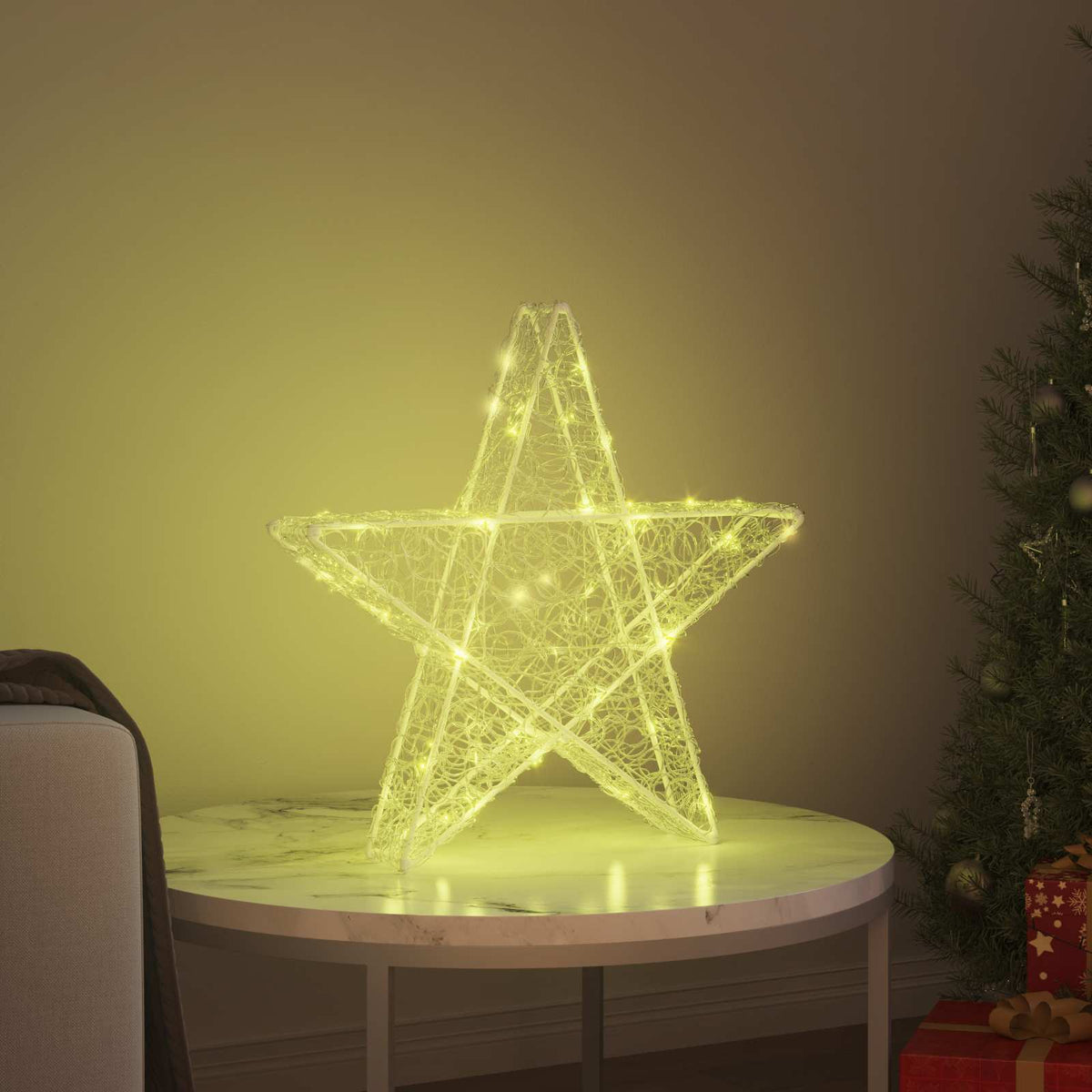 Vidaxl 3D-Ster mit 50 warmweißen LEDs 55 x 53,5 x 10 cm Acryl