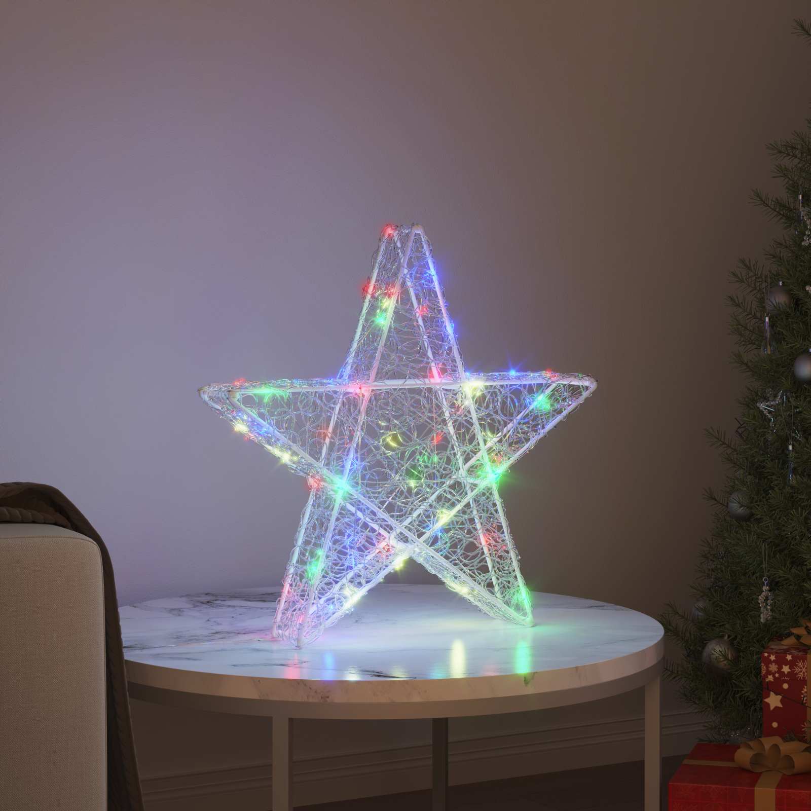 VidaXL 3D-Stern mit 50 LEDs mehrfarbig 55 x 53,5 x 10 cm Acryl